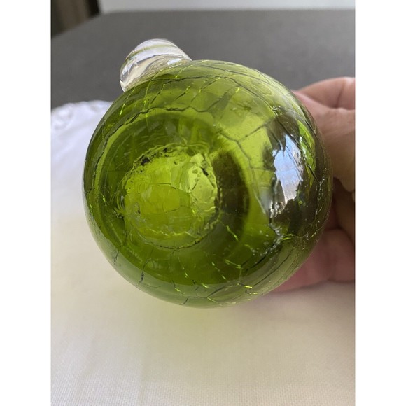 Vintage Green Crackled Glass Pitcher Creamer Applied Handle - Picture 4 of 9